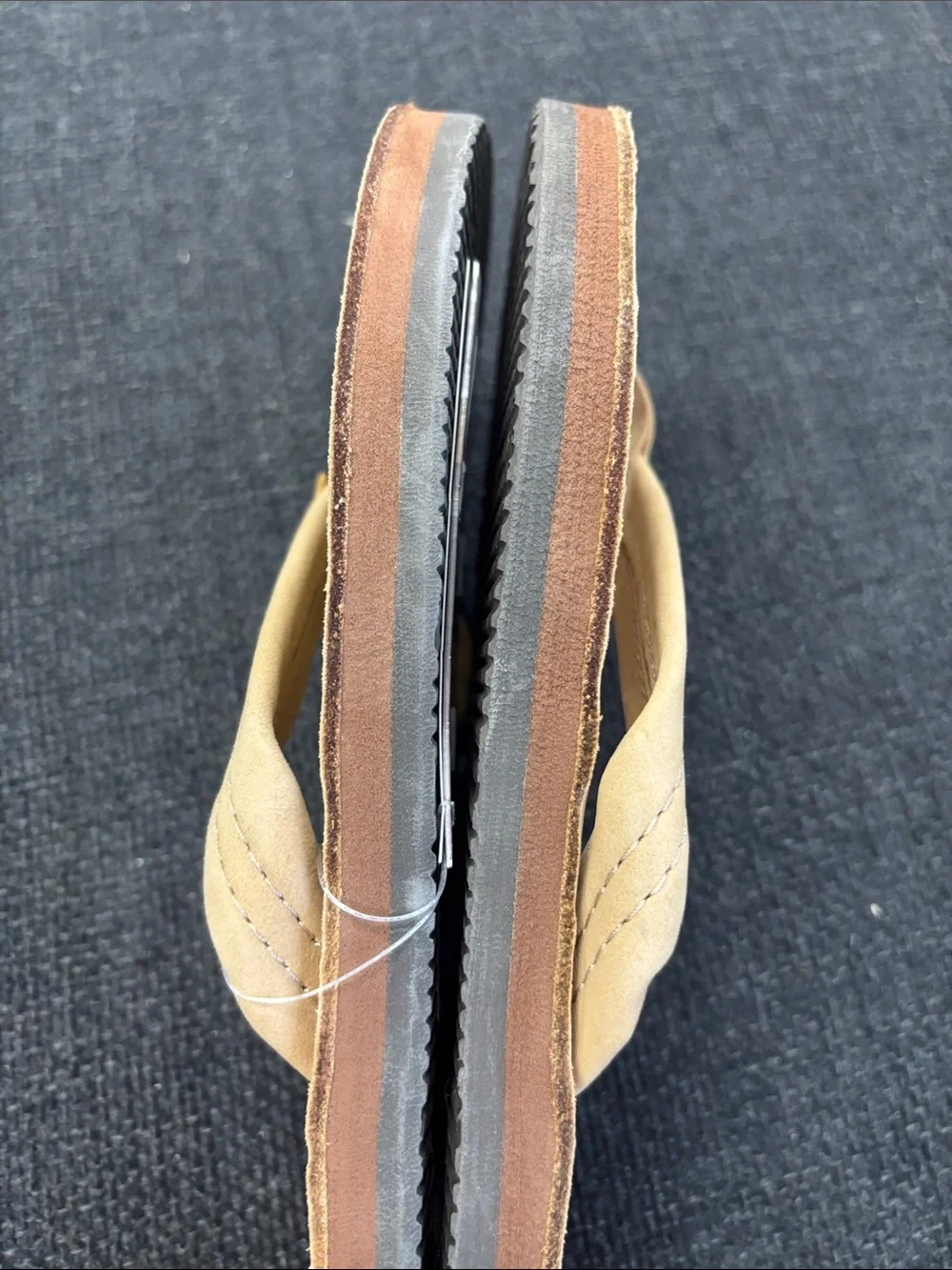 Rainbow Kids Sandals - Tan Suede Flip Flops Size 4/5 9.5 inches